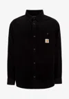 Carhartt Flint Logo Patch Long-sleeved Shirt In Black