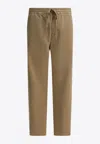 Carhartt Straight Leg Trousers Elastic Waistband In Sand