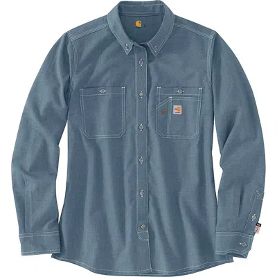 Carhartt Fr Force Shirts Womens Steel Blue Long Sleeve Button Down Red15 In Green
