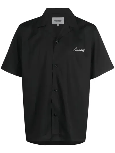 Carhartt Gabardine Logo-embroidered Shirt In Black