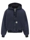 Carhartt Garment-dyed Blue Jacket With Adjustable Hood And Quilted Lining In Blue