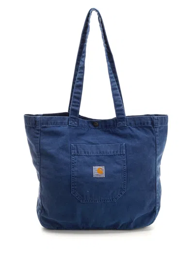 Carhartt Logo-patch Cotton Tote Bag In Blue
