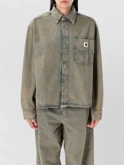 Carhartt Georgia Denim Shirt Jacket Long Sleeves In Green