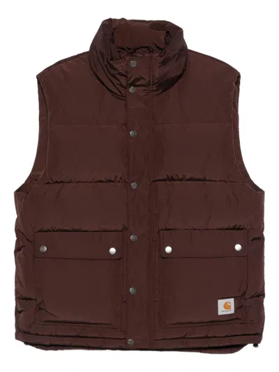 Carhartt Gilet Imbottito Marrone Con Tasche  Wip In Burgundy