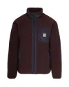 Carhartt Fleece Jacket With High Collar And Pockets In Brown