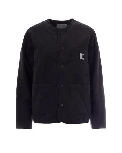 Carhartt Wip Logo Patch Buttoned Jacket In Black