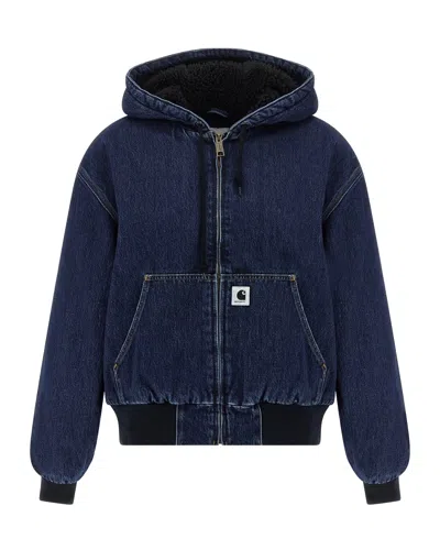 Carhartt Active Hooded Denim Jacket In Blue