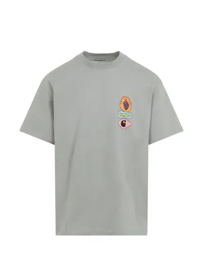 Carhartt Short Sleeve Stacked Grapes T Shirt Shady Green In Gray