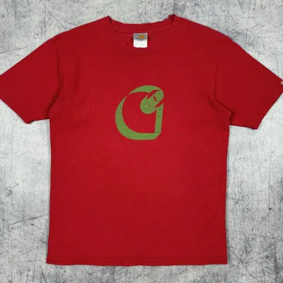 Pre-owned Carhartt Graphic C Logo Vintage Tee Shirt Graffiti Y2k In Red