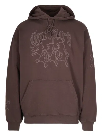 Carhartt Hooded Sweatshirt With Graphic Print And Pocket In Brown
