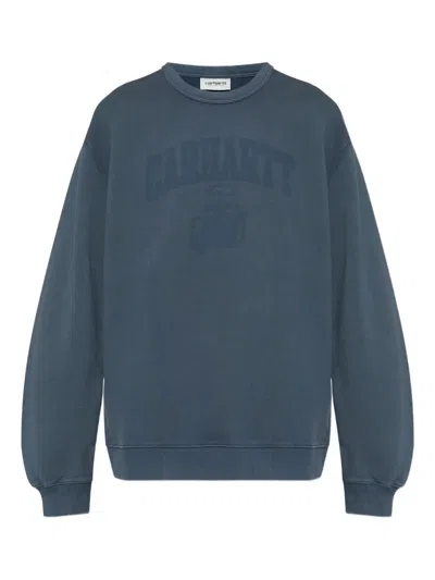 Carhartt Wip Faded Pond Corps Cotton Sweatshirt In Transparent
