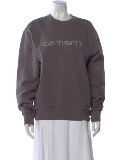 Pre-owned Carhartt Graphic Print Crew Neck Sweatshirt In Gray