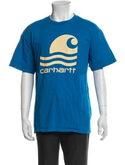 Pre-owned Carhartt Graphic Print Crew Neck T-shirt In Blue