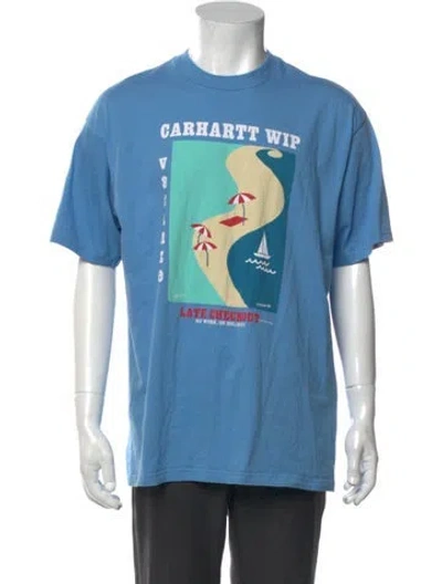 Pre-owned Carhartt Graphic Print Crew Neck T-shirt In Blue