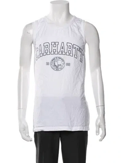 Pre-owned Carhartt Graphic Print Crew Neck T-shirt In White