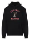 Carhartt Graphic Print Black Hoodie With Drawstring Hood And Ribbed Details In Black