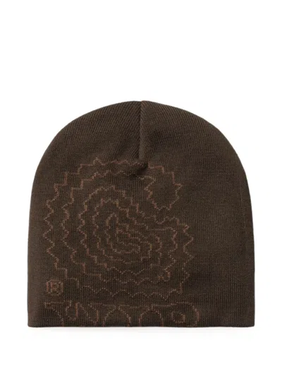 Carhartt Graphic-print Beanie Hat In Brown