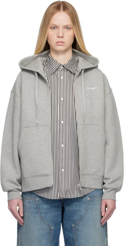 Carhartt Wip Grey Zip Sweatshirt In Cotton Blend In Gray