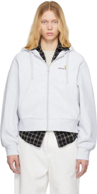 Carhartt Gray American Script Hoodie In Ash Heather