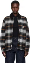Carhartt Gray & Black Baris Shirt Jacket In Baris Check Grey