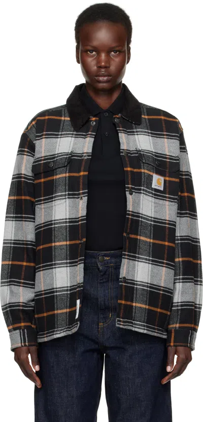 Carhartt Gray & Black Baris Shirt Jacket In Baris Check Grey