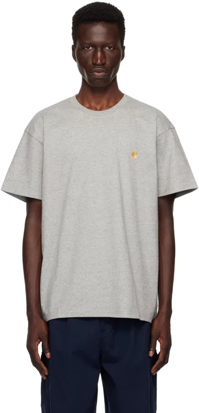 Carhartt Gray Chase T-shirt In Xx 00m Grey Heather
