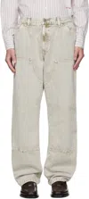 Carhartt Ip Mens Opuntia Double Knee Multi-pockets Denim Trousers In White