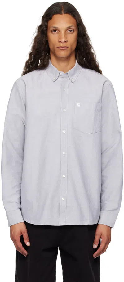 Carhartt Gray Embroidered C-logo Shirt In Xx 0d2 Black / White