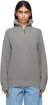 Carhartt Gray Marlon Half Zip Sweater In Grey Heather