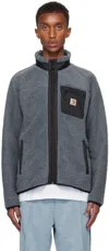 Carhartt Fleece Jacket With High Collar And Pockets In 2epxx Dove Grey / Bl
