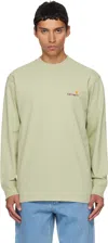 Carhartt Green American Script Long Sleeve T-shirt In Green