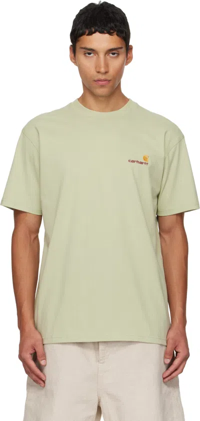 Carhartt Green American Script T-shirt In Animal Print