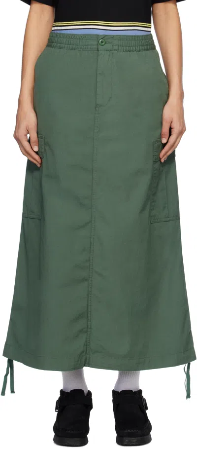 Carhartt Green Cargo Long Midi Skirt In Duck Green