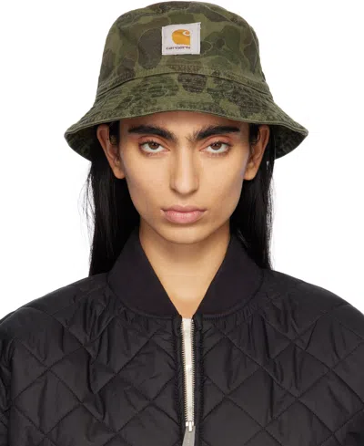 Carhartt Green Duck Camo Bucket Hat In Camo Duck Green/off