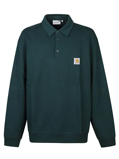 CARHARTT GREEN LONG SLEEVES LOGO POLO