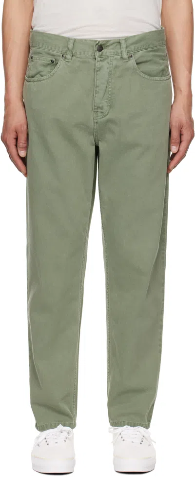 Carhartt Green Newel Trousers In Park,stonedyed 1yf4j