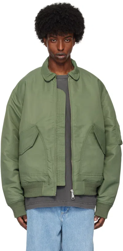 Carhartt Green Olten Bomber Jacket In Duck Green / Turmeric