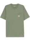 Carhartt Cotton T-shirt In Military Green With Pocket And Logo In Green