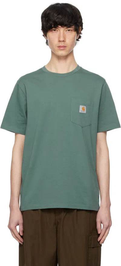 Carhartt Green Pocket T-shirt In 2m2xx Silver Pine