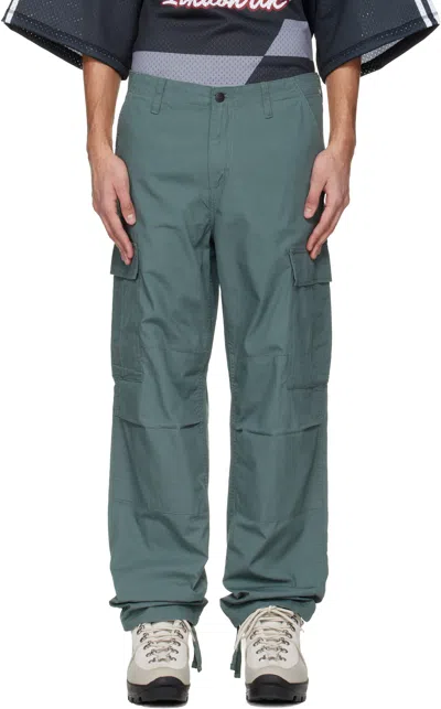 Carhartt Green Regular Cargo Pants In Blue