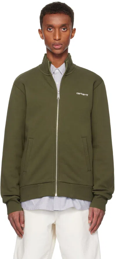 Carhartt Green Script Embroidery Jacket In 00xxx Cypress / Whit