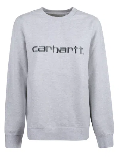 Carhartt Grey Crew Neck Logo Sweatshirt In Multi