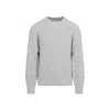 Carhartt Crew Neck Knit Sweater With Ribbed Cuffs In Gray