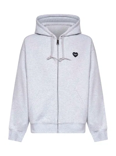 Carhartt Grey Hooded Heart Ii Hartt Zip-up Hoodie In Gray