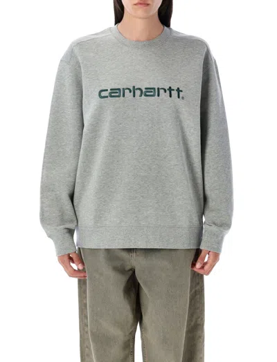 Carhartt Grey Logo Sweatshirt In Gray
