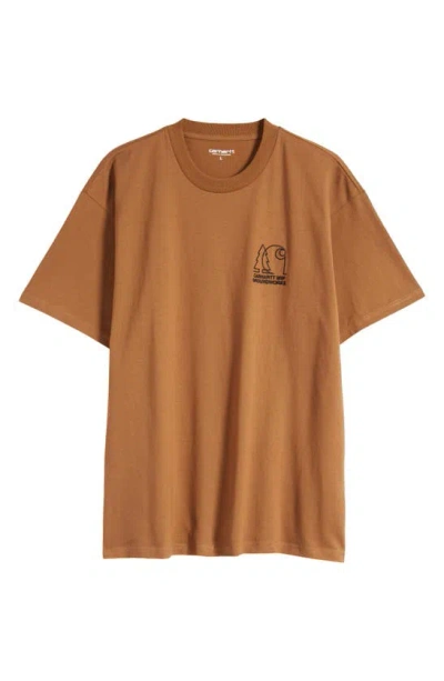 Carhartt Groundworks Oversize Embroidered Organic Cotton T-shirt In Hamilton Brown
