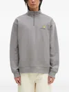 Carhartt Gray Half Zip American Script Sweatshirt In Gray