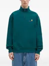 Carhartt Green Half Zip American Script Sweatshirt In Green