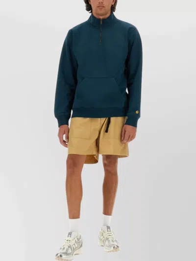 Carhartt Half Zip Kangaroo Pocket Sweatshirt In Blue