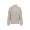 Carhartt Half-zip Knitted Pullover With Ribbed Texture In Neutral